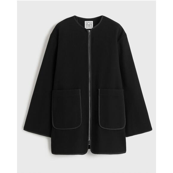 Toteme Felted Wool Zip Up Jacket Black 38 Medium Black - Picture 8 of 8